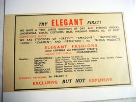 1945 South Africa Ad Elegant Fashions Stores - £6.36 GBP
