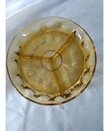 Vintage Amber Indiana Glass Divided 3 Section Relish Dish Thumbprint Round 8" - £14.93 GBP