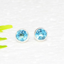 Blue Topaz Lab-Created Gemstone 925 Sterling Silver Jewelry Earrings Plug-
sh... - £26.31 GBP