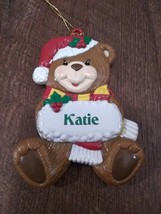 Teddy Bear Christmas Ornament Personalized Katie 2003 Stravina - £19.83 GBP