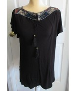 W5 embroidered band short Sleeves black Top size M - £5.55 GBP