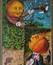 Halloween Postcard Big Head Goblins Guitar Gottschalk 2171 Embossed Fantasy - £46.80 GBP