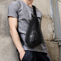 Men Women PU Leather Shoulder Bag Sling Crossbody Chest Travel Outdoor Backpack  - £22.37 GBP