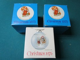 SCHMID BERTHA HUMMEL CHRISTMAS ORNAMENTS 3" 3 PCS 1995/1996 LOT - $38.60
