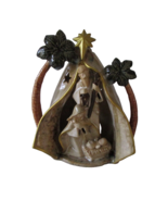 Ceramic Mary/Joseph/Baby Jesus Nativity Scene w/ Palm Trees &amp; Star Candl... - £18.76 GBP