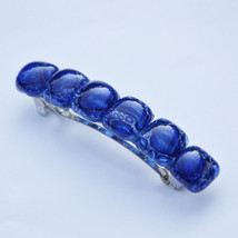 Hair Clip Blue Bohemian Glass Handmade - $19.90