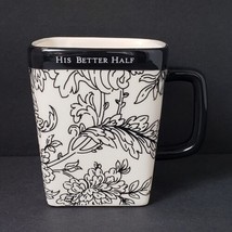 Hallmark His Better Half 14 oz. Ceramic Coffee Mug Cup Beige &amp; Black - £11.64 GBP