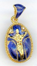 Russisch Faberge Golden Ei Anhänger Mit Blau Perlen B/G W / Christus Am ... - £39.23 GBP