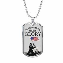 Express Your Love Gifts Patriotic Necklace Price of Glory Dog Tag Stainless Stee - £35.46 GBP
