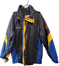 Columbia Hooded Omni Tech Jacket Waterproof Breathable Blue Yellow Size Large - £19.52 GBP