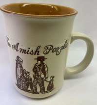 Amish People Coffee Mug Horse &amp; Buggy Brown Beige Embossed - $7.59