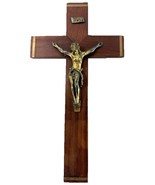 Vintage 14” Wall Crucifix – Brass Jesus on Wood Cross INRI Catholic Decor - $757.23 MXN