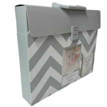 Babys File Keeper By Koala Baby White Grey Chevron Handled Plastic Holder  - £11.90 GBP