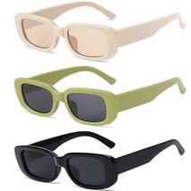 3 Pack WomenS Rectangle Sunglasses Retro Trendy Square Vintage Glasses P... - £22.01 GBP