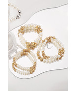 White 5pcs Pearl Plated Beaded Bracelet Set - $7.82 CAD