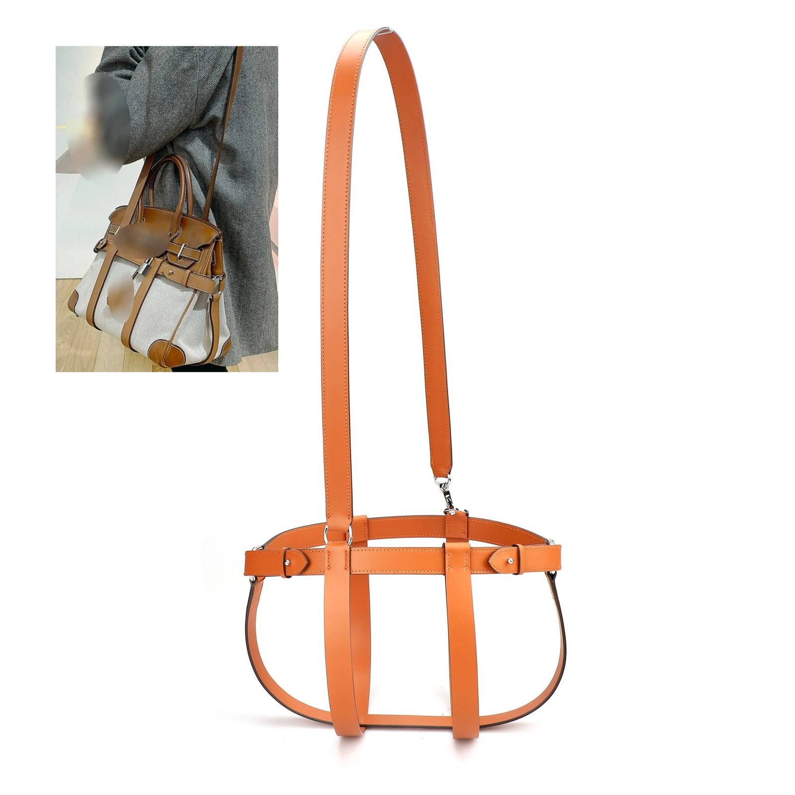 Handmade 2.2cm wide swift leather shoulder strap for Harnais Birkin 25,30,35,40