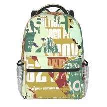 Newspaper Collage Backpack Vintage Aesthetic Student Polyester Travel Backpa Lar - £139.37 GBP