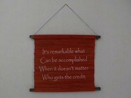 FABRIC WALL HANGING 14 X 17 SCROLL WORD ART INSPIRATIONAL QUOTE CRIMSON RED - $13.99
