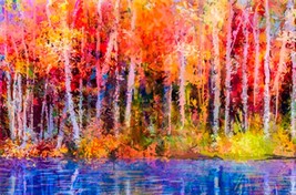 Autumn Trees Canvas Print Autumn Art Abstract Paintings Abstract Home Decor Oil  - £39.16 GBP