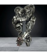 Steampunk Robot Lovers Wall Sculpture Terminator Style Silver Industrial... - £65.78 GBP