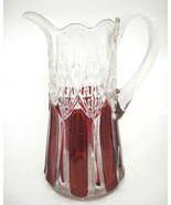 EAPG Duncan &amp; Miller Ladders and Diamonds Glass Pitcher Ruby Flash Panel... - £88.93 GBP