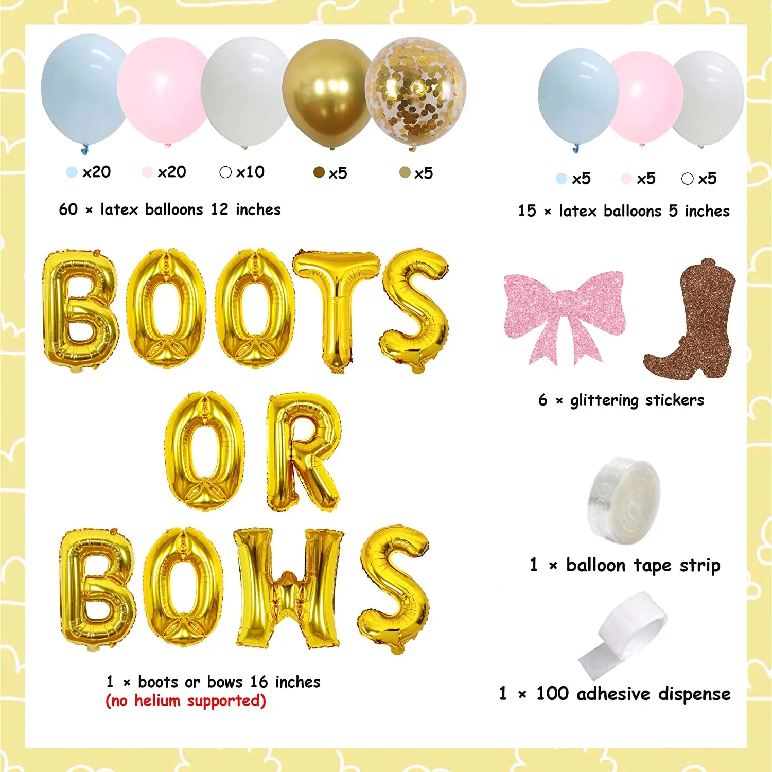 Funmemoir Boots or Bows Gender Reveal Party Decorations Pink Blue Balloon Arch G - £59.82 GBP