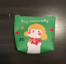 NEW Green Floral Pray Continually Coin Purse / Cosmetic Case Small Pouch Keyring - £7.98 GBP