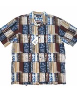 Stacy Adams Linen Shirt Mens Size XXL Graphic Print  Short Sleeve Button Up  NWT - $33.25