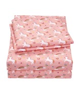 Unicorn Printed Kids Pink Full Sheet Set - Kids Girls Toddlers Soft Brea... - £40.89 GBP