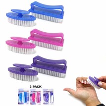 6 Pc Nail Cleaning Brush Set Fingernail Handle Grip Brushes Toes Nails Pedicure - £11.94 GBP