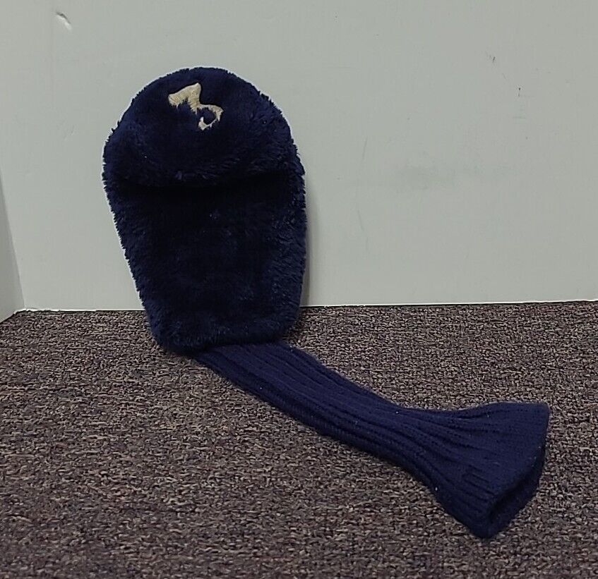 Blue Headcover Plush Sock For 3 Wood Fairway Driver Knit Sock 18&quot; Embroi... - $9.49