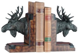 Bookends Bookend MOUNTAIN Lodge Moose Head Resin Hand-Cast Hand-Painted - £223.02 GBP