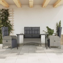  Garden Dining Set Grey Poly Rattan Standard Adjustable Footrests - $16,215.66 MXN