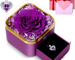 Mothers Gifts for Mom, Preserved Purple Real Rose with Purple Necklace, ... - $53.49