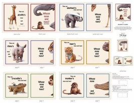 36&quot; X 44&quot; Panel Baby Animals Soft Book Whose Nose &amp; Toes Fabric Panel D387.45 - £10.18 GBP