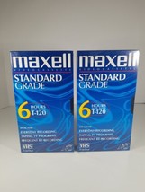 2 Maxwell Blank Tapes VHS T-120 VCR Video Cassette Standard Grade 6 Hour SEALED - £7.57 GBP