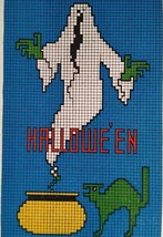 Halloween Postcard Fantasy Ghost Black Cat Cauldron Grid Pattern Gibson 6936 - £303.67 GBP