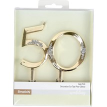 Simplicity Plastic Gold 50th Wedding Anniversary Cake Topper, 4.3&quot; L x 5... - $14.99