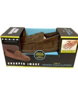 Sharper Image Men&#39;s Memory Foam Slippers Large (9-10) Brown NIB - $19.53 CAD
