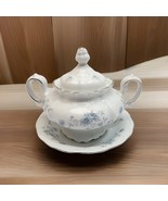 Johann Haviland Bavaria Germany Blue Garland SUGAR BOWL Platinum Saucer ... - $339.57 MXN