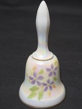Vintage WESTMORELAND 5.25&quot; Glass Bell Hand Painted Purple Violets On Mil... - $18.43 CAD