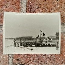 Beach Town 1960&#39;s Pier Dock Beach Vintage Photo Original One Of A Kind B&amp;W - £7.38 GBP