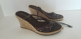 Aldo Brown Wedge Sandals With Ankle Strap  size 37/ 6 1/2 - £14.94 GBP
