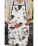 Fabric Kitchen Apron w/pocket &amp; small towel,23&quot;x36&quot;,BLACK,WHITE &amp; RED RO... - £11.84 GBP