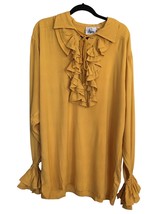 Pirate Dressing Costume Shirt Gold Halloween Renaissance Fest Ruffle Collar L - £39.95 GBP