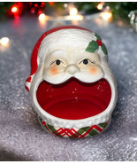 Winter Wonder Lane Ceramic Santa Claus head Cookie Candy Jar Canister - $14.85