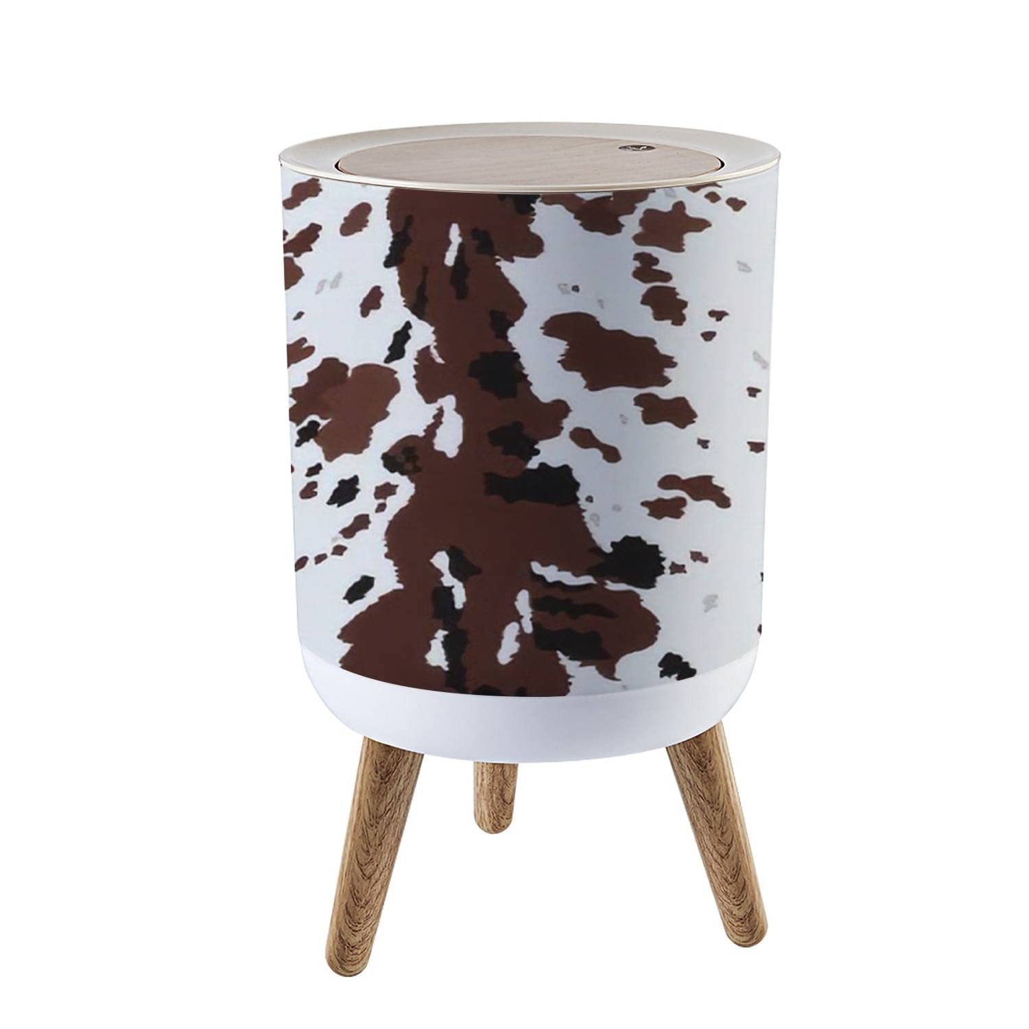 Small Trash Can With Lid Seamless Texas Longhorn Cow Hide Print Design With Big