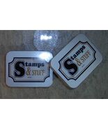 2 vintage Metal Tins Stamps &amp; Stuff Desk storage for paper clips pins pills - $39.24 CAD
