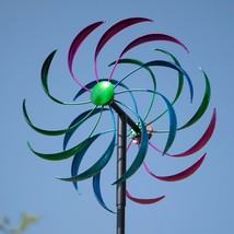 79&quot;H Metal Rainbow Windmill Art Decor Wind Spinner Outdoor Yard Multicolor - £36.84 GBP