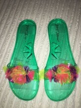 Betsey Johnson Evviee Sandals, Teal Jelly Slides Flowers Slip On Size 10 NEW - £58.82 GBP
